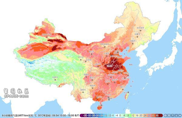 气温实况图热到发红!中国多地地表超60℃(组图)