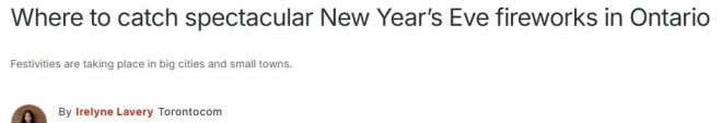 全免费！安省跨年夜怎么玩？烟花、滑冰、明星表演全都有
