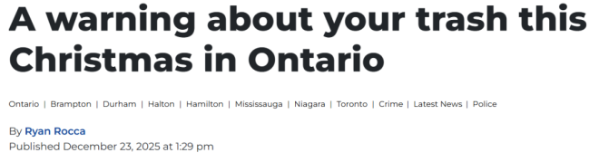 小心被盯上! 安省警方紧急警告: 你家的垃圾桶, 可能”引贼入室”