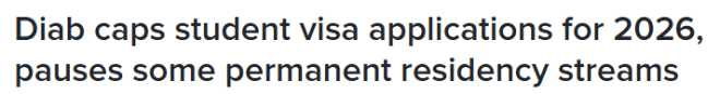 加拿大移民部长新指令: 2026学签申请限31万! 多个移民通道暂停