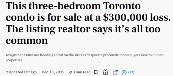 原价115万，多伦多业主血亏30万求接盘！华人经纪都踩雷