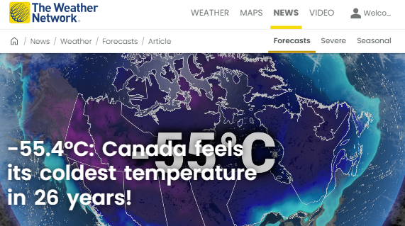 -55.4℃! 加拿大遭遇极地涡旋+超长寒潮: 打破1999年来最冷记录!