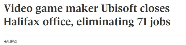 又裁了！育碧关闭加拿大哈法工作室，71人一夜失业