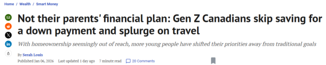 “买房暴富梦”破碎! 加拿大年轻人放弃攒首付: 父母想法已经过时!